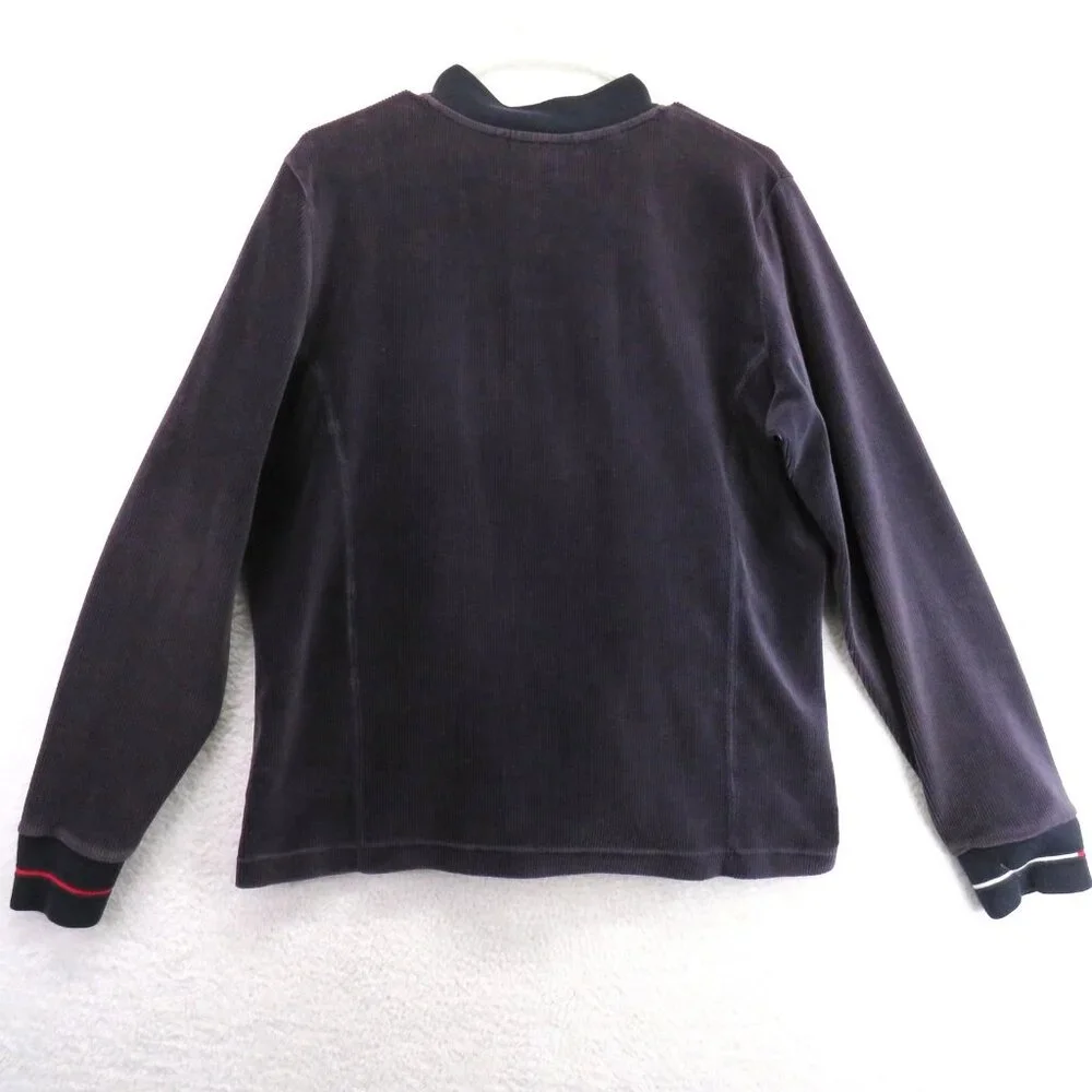 Tommy Hilfiger Jacket Womens Extra Large Navy Corduroy Bomber Full‎ Zip Pockets